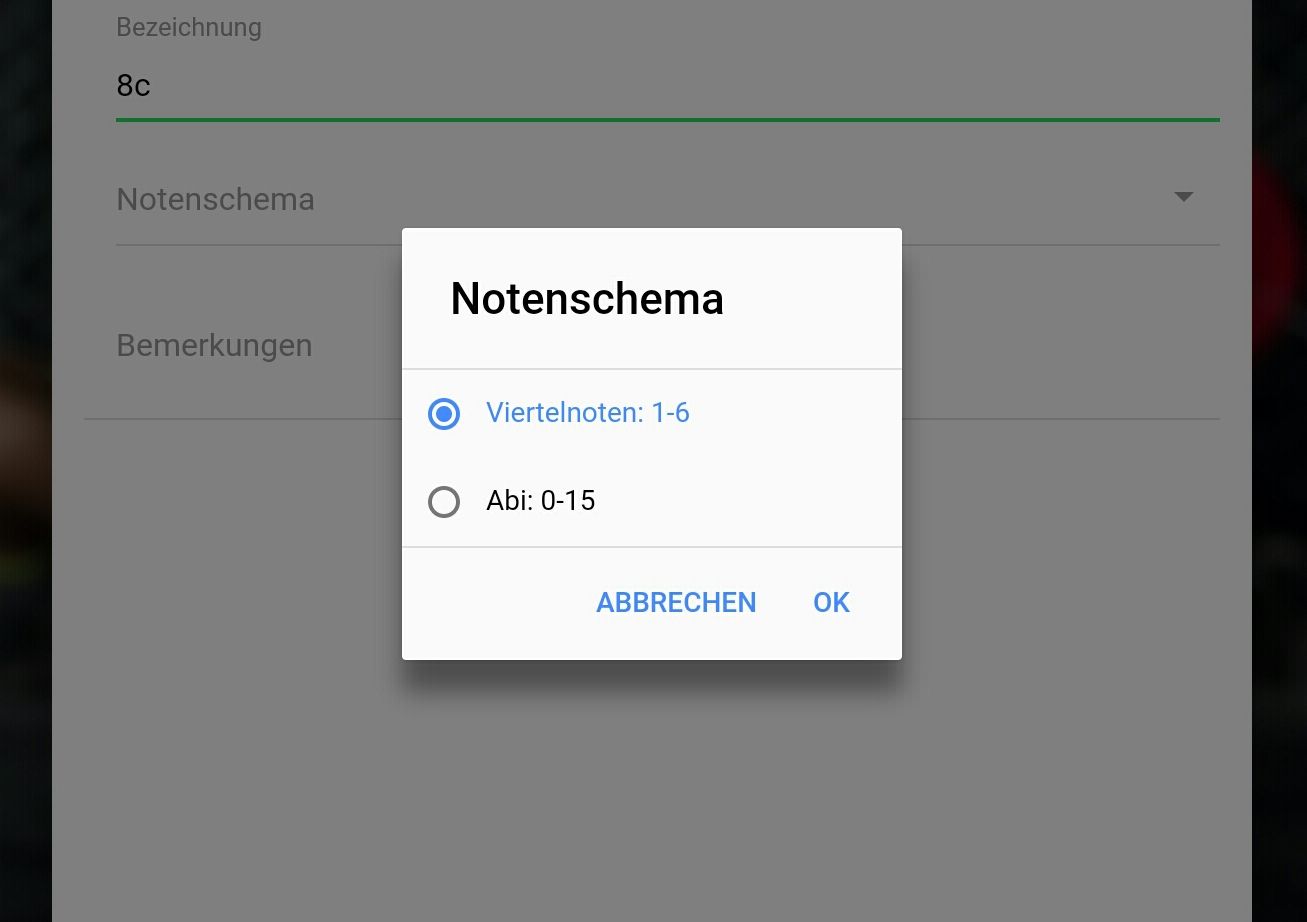 Notenschemata auswählen